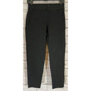 Betabrand XS S-Petite Pinstripe Ankle Zipper Cropped Trouser Pants Pockets 9239